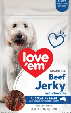 Outlet Love em - Beef Jerky with Tomato Grain Free Dog Treat (200g)